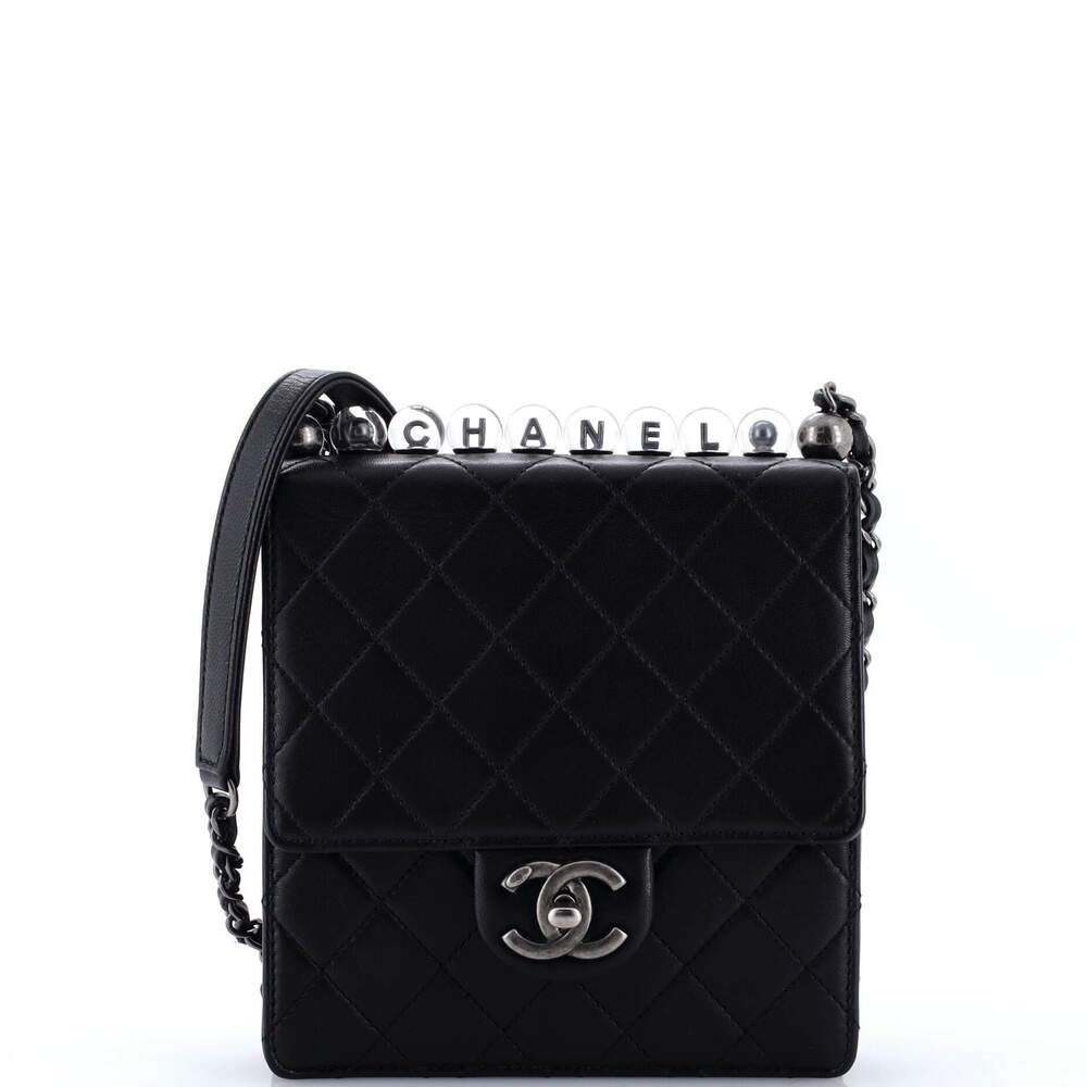 Chanel Mini Chic Pearls Flap Bag Quilted Goatskin with Acrylic Beads